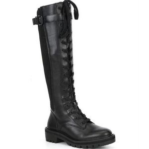 Antonio Melani Dukees Buckle Detail Chunky Lug Sole Tall Combat Sock Boots Sz 7